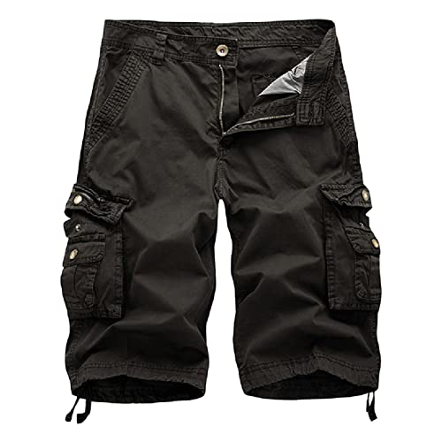 Maiyifu-GJ Men's Cotton Twill Multi Pockets Shorts Lightweight Relaxed Fit Cargo Short Casual Outdoor Military Short Pants (Dark Grey,31)