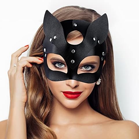 Takmor Catwoman Mask, Cat Mask Cat Women Mask Masquerade Mask Fox Mask Leather Mask For Masquerade Halloween Christmas Costume Party Night Club Cover