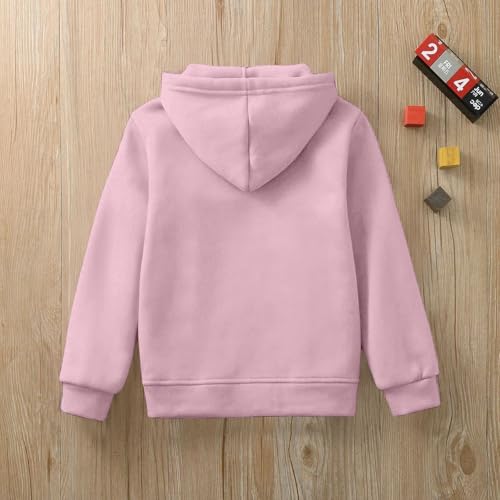 Girls Boys Full Zip Up Hoodie Solid Color Casual Lightweight Fleece Soft Comfort Jacket Sweatshirt with Pocket3