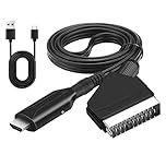 Fascetta Scart to Hdmi Converter with Usb Power Cable 720p/1080p Plug and Play Video Audio Converters Scart Lead to Hdmi Adapter Cable for DVD Player to TV HDTV Monitor Projector STB VHS Xbox PS2 PS3