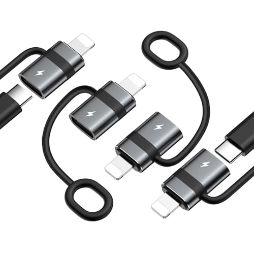 MoKo Adaptador USB C a Lightning con Carga Rápida 36W PD, Adaptador USB-C Hembra a Lightning Macho para iPhone 14/13/12/11/iPad/iPod/AirPods, con Lazo Antipérdida, No para Audio/OTG, Gris, 4 Piezas