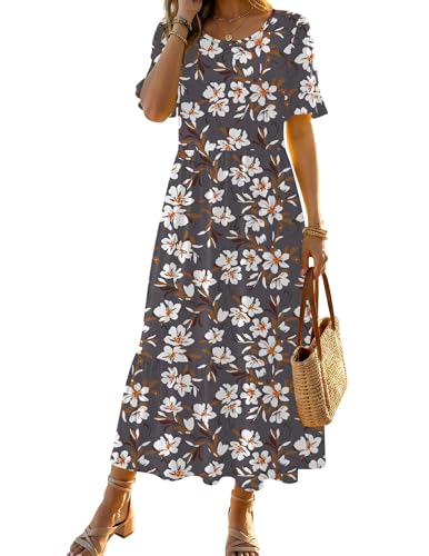 Image of Zeagoo Womens Summer Dresses 2026 Casual Midi Dress Flowy Sundress Ruffle Short Sleeve Tiered Dresses A Line Boho Dress