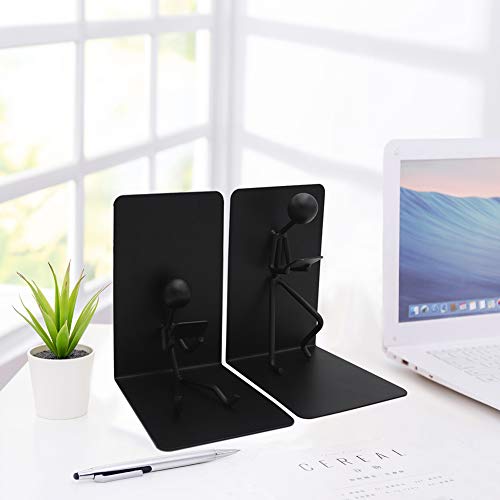 Agirlgle Bookends Decorative Book Ends Metal Black Heavy Duty Man Bookend Studious Reading Book End Bookshelf Decor For Bedroom Library Office School Book Display Desktop Organizer Adults Kids Gift thumb #8
