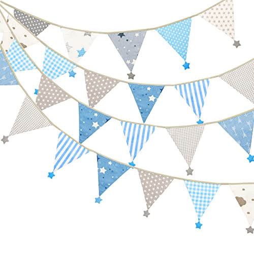 Bandierine Triangolari Verde E Bianco Con Stelle 20m: Ghirlanda Decorativa Per Feste, Compleanni, Matrimoni