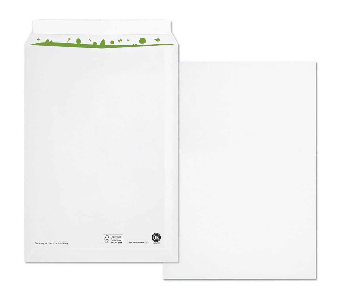beECO Lot de 250 enveloppes d'expédition C4 autocollantes sans fenêtre Format A4 en papier 100% recyclé Convient pour papier DIN A4 Blanc 324 x 229 mm 100 g/m²