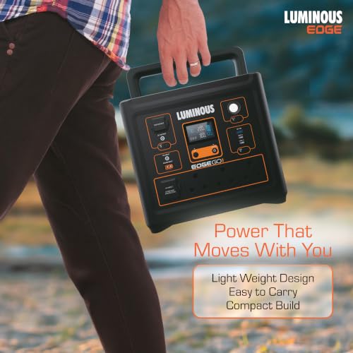 Image of Luminous Edge Go P1200 Portable Power Station| Emergency Light, 50 mins backup on full load, Power upto 6 devices with 864Wh LiFePO4 Battery 10 Yrs Life| 1000W AC Output, 05 Years Replacement Warranty