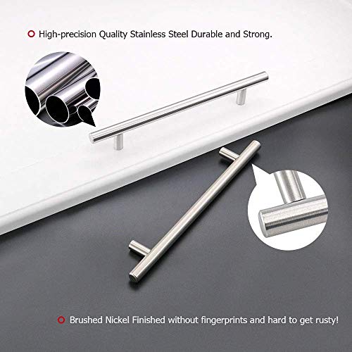 Image of homdiy Brushed Nickel Cabinet Pulls Drawer Handles, 6-1 /4in(160mm) Hole Center Dresser Drawer Handles Silver Drawer Pulls for Kitchen, Bedroom, Bathroom, Livingroom