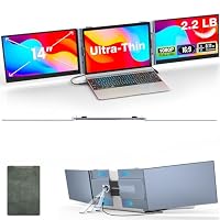 Kwumsy Monitor Portatile Per Laptop 14 Pollici - Ultra Sottile E Leggero Triplo Schermo PC Portatile, Doppio Display Estensibile, Plug & Play, Compatibile con Laptop 13''-17'' (Larghezza Max 15,7'')