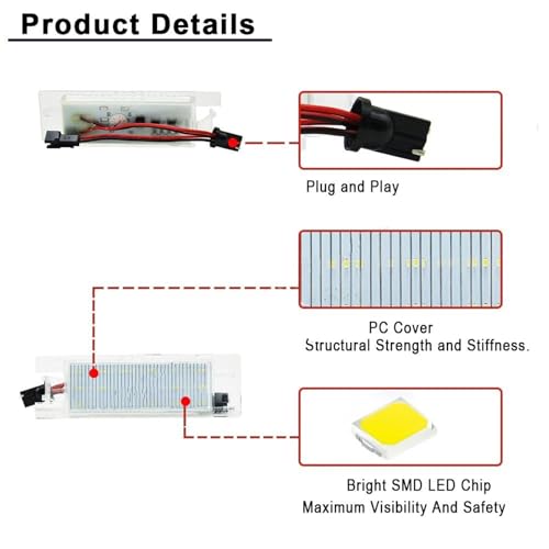 Luces de matrícula LED para Alfa Romeo Giulietta de 2010 a 2017 pack de 2 lámparas traseras coche 3
