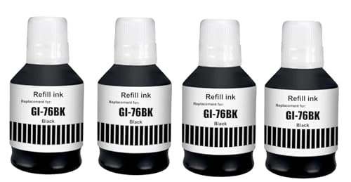 Image of CANOFF GI-76 Ink Bottle Water Based Refill Ink Suitable for Canon MAXIFY GX5070,GX6070,GX7070 Printer (Black Pack of 4, 170ml)