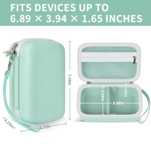 Image of Large Printer Case for TYPONOS, for Memoking T02, for ETIKEZ, for Phomemo M02 /T02 /M02S /M02 Pro /M02X, EVA Portable Storage Holder with Removable Divider for Mini Printer, Labels & Cable, Green