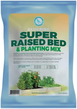 Bluebird - Mezcla de abono y plantación superelevada, 1 pie mezcla de tierra para macetas para interiores y exteriores, para jardín y plantas