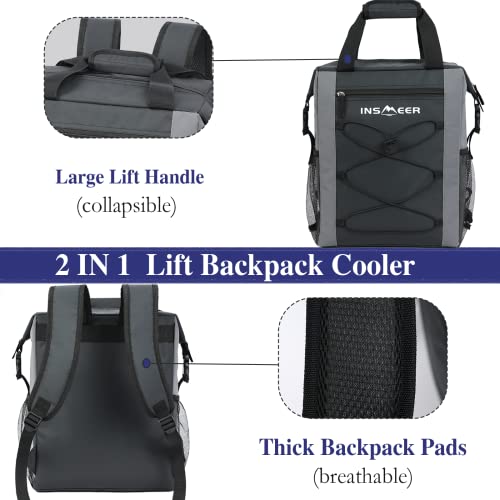Insmeer Cooler Backpack Large 40 Can Backpack Cooler Insulated Leakproof, Beach Soft Cooler Bag, Camping Cooler Waterproof/Portable/Lightweight/Backpack For Travel Outdoor Hiking Picnic #TOP4