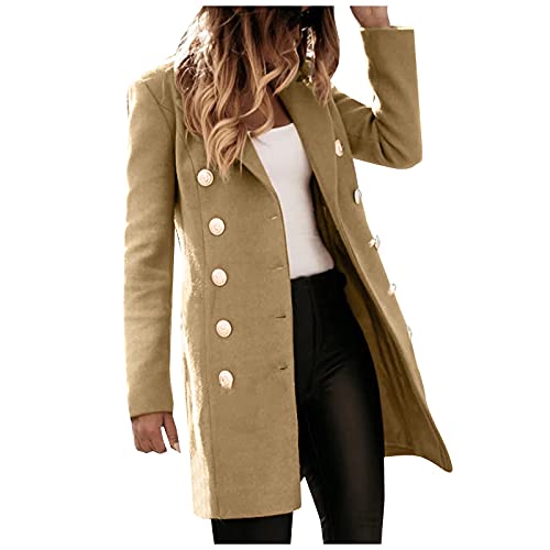 Zipper Front Jacket Women's Faux Wool Thin Jackets Coat Trench Jacket Ladies Warm Slim Long Overcoat Outwear Jacket Girls Coats No Hood