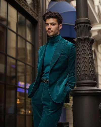 Corduroy Mens Suit 2 Piece Peak Lapel Suits for Men Formal 2 Button Winter Mens Suits4