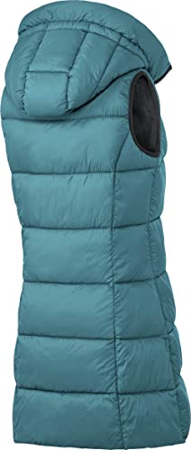 PATSY & LOU Damen Steppweste mit Kapuze, extralange Damenweste mit 2-Wege-Reißverschluss, taillierte Weste für Feminine Silhouette, warm & thermoregulierend, Gr. 36-48