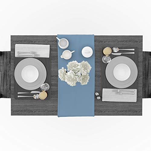 Custom Bed Usa Solid Color Table Runner Dresser Scarf 18X72Inch Linen Burlap Table Runners Non-Slip Heat Resistant Cloth Placemat Home Decor For Wedding Banquet Decoration - Blue #TOP2