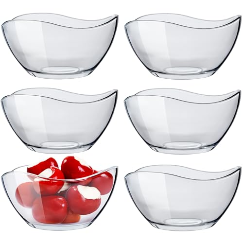 KONZEPT Salatschüssel Glas klein 6er Set – 310 ml, stapelbare, Salatschälchen, ideal als Müslischalen, Servierschalen, Snackschalen und Dessertschalen