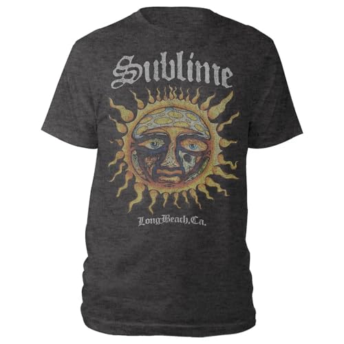 Sublime Men's Logo Stamp Sun Slim Fit T-Shirt Heather Charcoal | Officially Licensed Merchandise