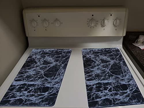 Ritadeshop Stove Top Burner Covers Black Marble Set of 2, Rectangle 11 1/4''W * 19 5/8''L * 5/8''H - Thumbnail 4