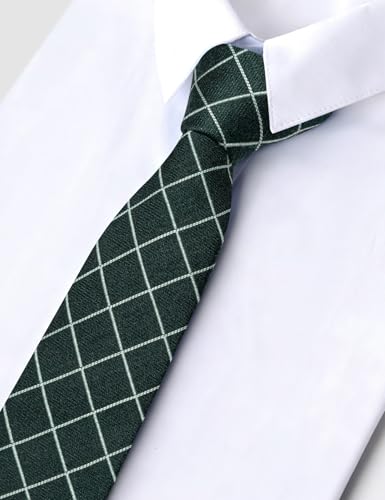 Image of Barry.Wang Skinny Ties for Men Wool Blend Herringbone Necktie with Tie Clip | Tie and Tie Clip Set, Cashmere Wool Stripe, 2.76 x 63 Inches, Extra Long Slim, Wedding Work Party Classic