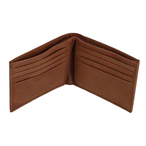 CTM Men's Leather American Flag Embossed Bifold Wallet, Tan3