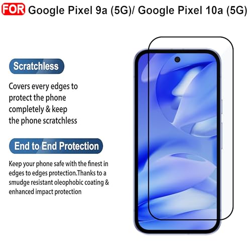 Image of CEDO Tempered Glass for Google Pixel 9a / Pixel 10a (5G) | Screen Protector Full HD Quality Tempered Glass Anti-Scratch Edge to Edge Coverage with Easy Installation Kit (Black)