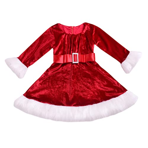 Vestido de princesa navideño para niñas con acabados de peluche suave de alta calidad