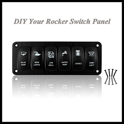 Image of Customize 6 Way UTV Rocker Switch Panel White Led 5 PIN 7Pin ON-Off-ON Switch Panel with Mounting Bracket for Car Marine Yacht RV Camper 12V 24V IP66