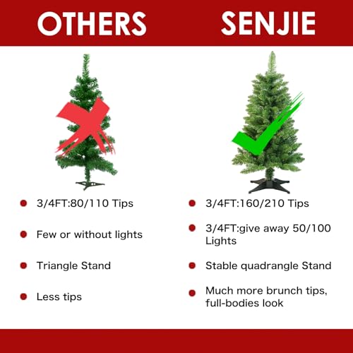 Small Christmas Tree 3FT Artificial Desktop Xmas Tree for Holiday Decor 160 Branch Tips,Green