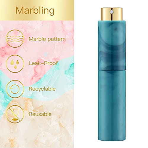 Image of 10ML Perfume Atomizer Travel (4 PCS), Refillable Cologne Containers, Dispenser Spray Empty Bottle for Mini Sprayer Size (Black&Pink&White&Blue, Marble)