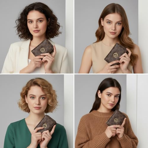 Image of PALAY Wallets for Women PVC Leather Small Bifold Zipper Pocket Coin Purse Multi Card Organizer