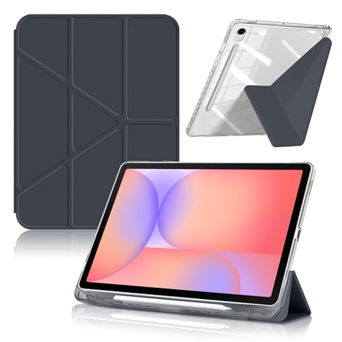 MaEiol Funda para Samsung Galaxy Tab S10 Lite/S10 FE/S9 FE 10,9 Pulgadas & Galaxy Tab S9 11 Pulgadas para Bolígrafo S Pen, Función de Multi-View Soporte, Carcasa Trasera Transparente, (Gris Oscuro)