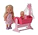 Produktbild Simba 105736242 - Evi Love Doll Cradle, 2-sort., Evi als Babysitter, mit Puppenwiege und Baby, Ankleidepuppe, 12cm, für Kinder ab 3 Jahren