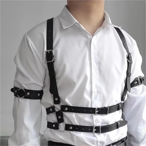 Tactical Techwear Hip Hop Punk Leather Body Harness Chest Shoulder Strap Men Multi Function Adjustable Gothic Waist Belt3