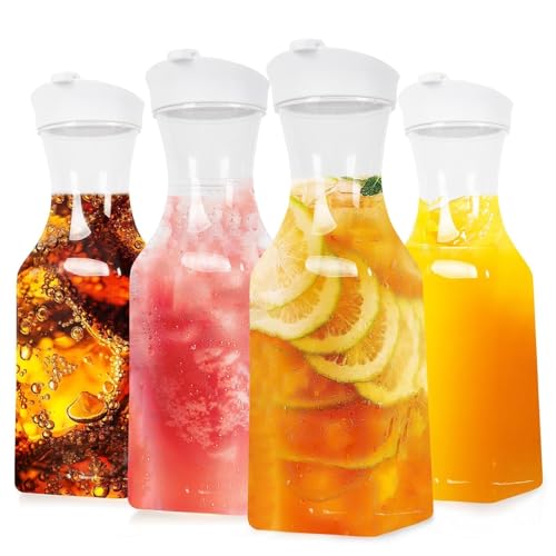 Set of 4 Plastic Carafe with Lid, 1 Liter Mimosa