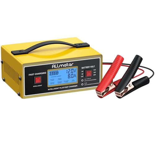 ALLmeter 8 Volt Battery Charger for Golf Cart,0-14A Car Battery Charger,6V/8V/12V/14V/16V/24V Smart Fully Automatic Battery Maintainer,12 Volt Trickle Charger for Car Battery,Marine,Truck & Desulfator