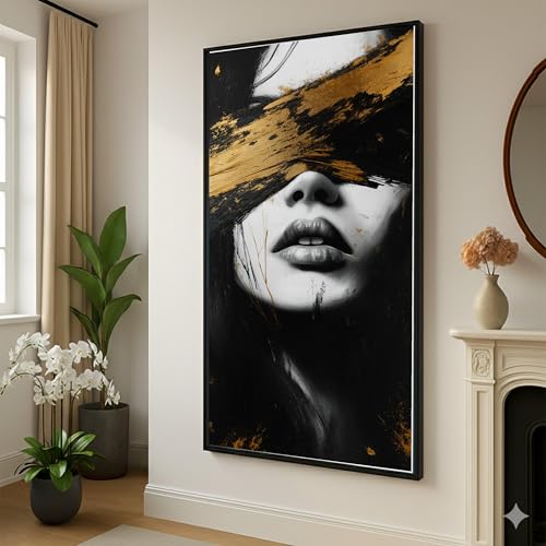 Toile portrait abstrait de femme pour habiller un grand mur vide avec élégance contemporaine