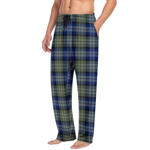 Campbell Men’s Elastic Waist Plaid Pajama Pants Loose Straight Checkered Lounge Sweatpants Comfy Pjs Bottoms with Pockets
