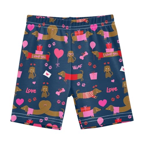 JHKKU Girls Dachshunds Heart Shorts Cotton Cartwheel Bike Kids Biker Under Dress Dance Short Girl Clothes 10Y