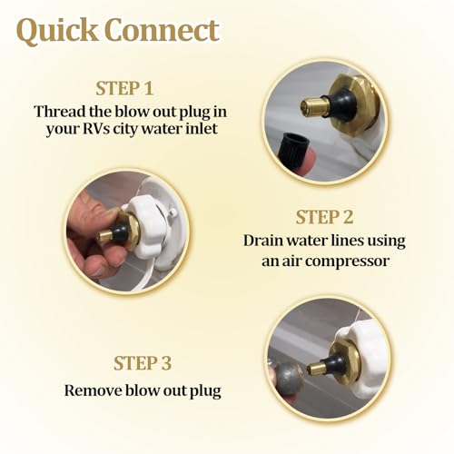 Image of RV Water Blow Out Plug for Camco Winterization Valve & Schrader Valve to Clean RV Water Lines, Replaced of Camco 36153 Brass Blow Out Plug