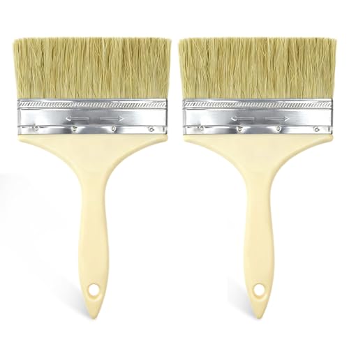 AskBed 2 Pack 5-inch Deck Brush for Staining - Perfect Size for Quick Application on Decks, Fences, Walls, and Furniture