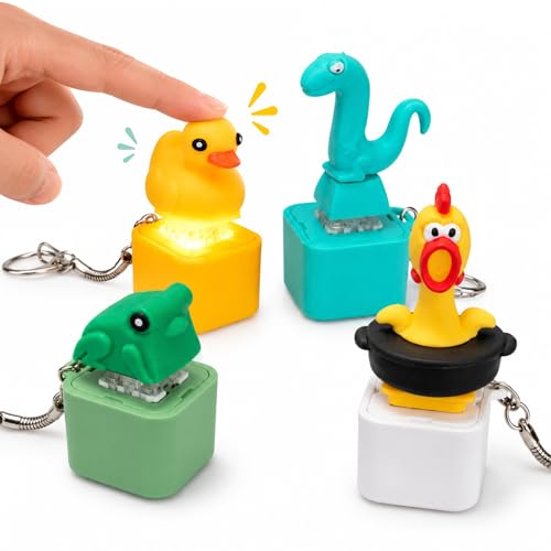 LUOIXEVK Croaking Frog Keychain with Sound, Frog Noise Maker, Lighting
