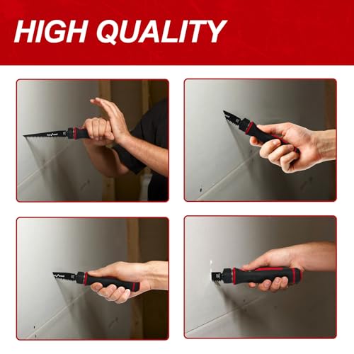 XDOVET 10-In-1 Multi Blades Hand Saw, Drywall Cutter Saw, Small Hacksaw, KHJ201 Pro, for Cutting Drywall, Sheetrock, Wood, Metal, Plastic, Plywood, Blade Quick Change Mechanism (Red&Black) - Image 6