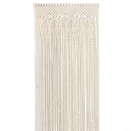 Arazzo per porta in tessuto manuale per porta finestra arco, cotone macramè boho pizzo da appendere, beige, 90 x 180 cm/95 x 200 cm/100 x 200 cm, sfondo matrimonio decorazione per la casa (90 x 180 cm