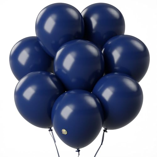 Image of AFTERLOON Biodegradable Natural Rubber Latex Balloons 50 pcs Midnight Blue 10 Inch, Plastic-Free Alternative Matte Color Durable Thickened Extra Strong Helium Float, for Garland Arch Wedding Decor
