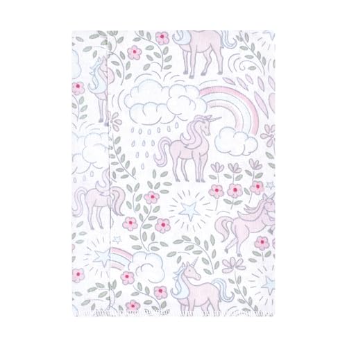 Image of Hudson Baby Unisex Baby Cotton Flannel Burp Cloths, Dreamy Unicorn, One Size