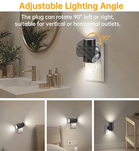 Image of TSEXES Night Light Plug in Wall with Motion Sensor,5000K Daylight, 2 Pack | Motion Activated & Dusk to Dawn Sensor,Dimmbale, 5-300LM Adjustable Brightness, For Kitchen, Hallway, Bedroom, Stairs