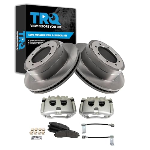 Image of TRQ Brake Pad & Rotor Kit Semi-Metallic Compatible with 2017-2019 Ford F-350 Super Duty