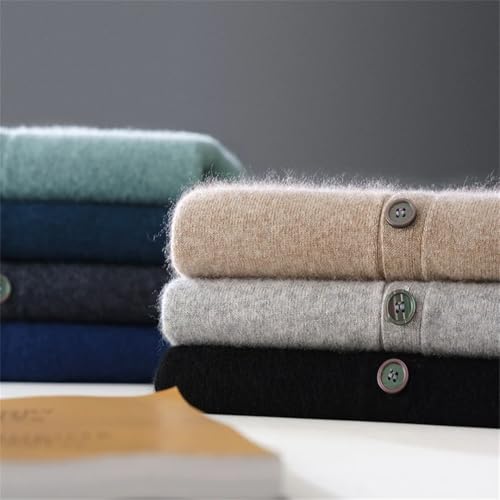 Men's 100 Percent Solid Wool Cardigan Autumn and Winter V-Neck Loose Sweater2